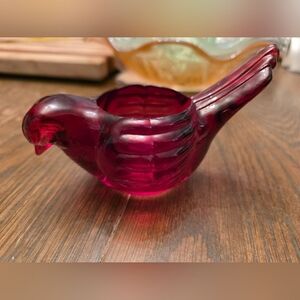 Vintage Ruby Red Glass Bird Tea Light Holder – L.E. Smith Style